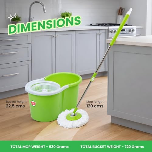Image of Scotch-Brite Twin Bucket Spin Mop with Easy Wring & Rinse System, 360 Adjustable Handle, High Absorbency Microfiber for Deep Cleaning on All Floor Types