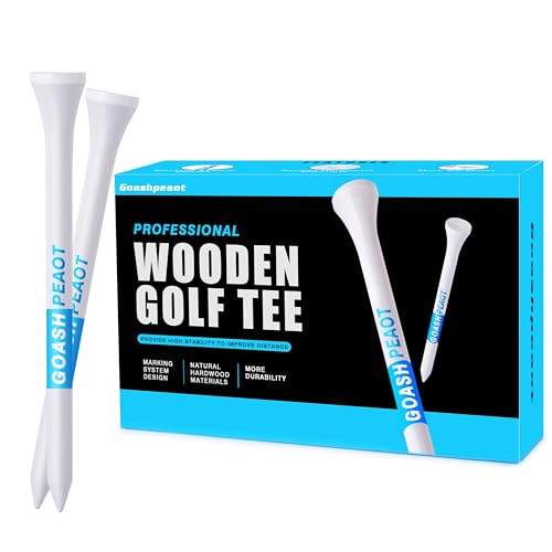 Goashpeaot Premium Golf Tees Choose Between 200 Count or 120 Count, Professional Marking System Golf Tees 3-1/4 Inch, Reduce Frictio n Side Spin More Stable Golf Tees