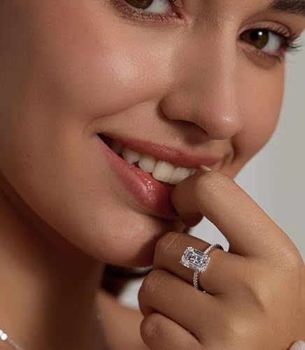 Michooyel 4ct Emerald Cut Cubic Zirconia Engagement Rings For Women D Color VVS Wedding Ring Promise Ring Sterling Silver Women's Ring4