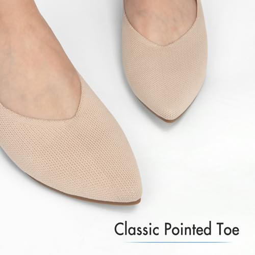 ATHMILE Pointed Toe Flats for Women Dressy Bronze Work Shoes Business Casul Knit Ballet Flats Slip on Office Ladies Comforttable Dress3