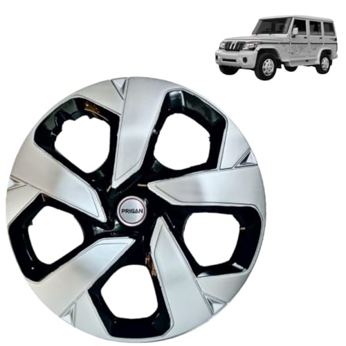 Image of Prigan Bolero (ZLX, SLX, SLE Only) Black Silver Wheel Cover 15 inch for Bolero (Set of 4 Pcs) (Press Fitting) Model- Punch Reverse 15