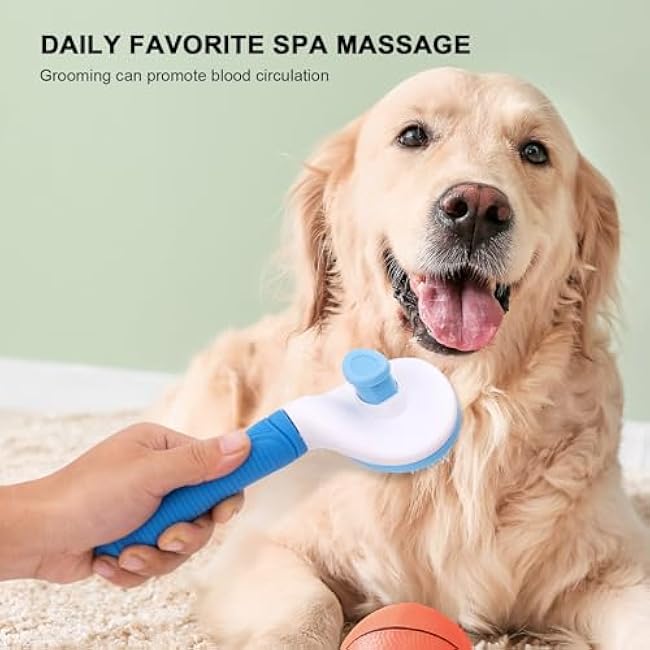 Self Cleaning Slicker Brush for Pet Grooming - Removes Loose Undercoat and Sheds, Suitable for Long and Short Hair Cats and Dogs, with Massaging Bristles-HKexDuS3