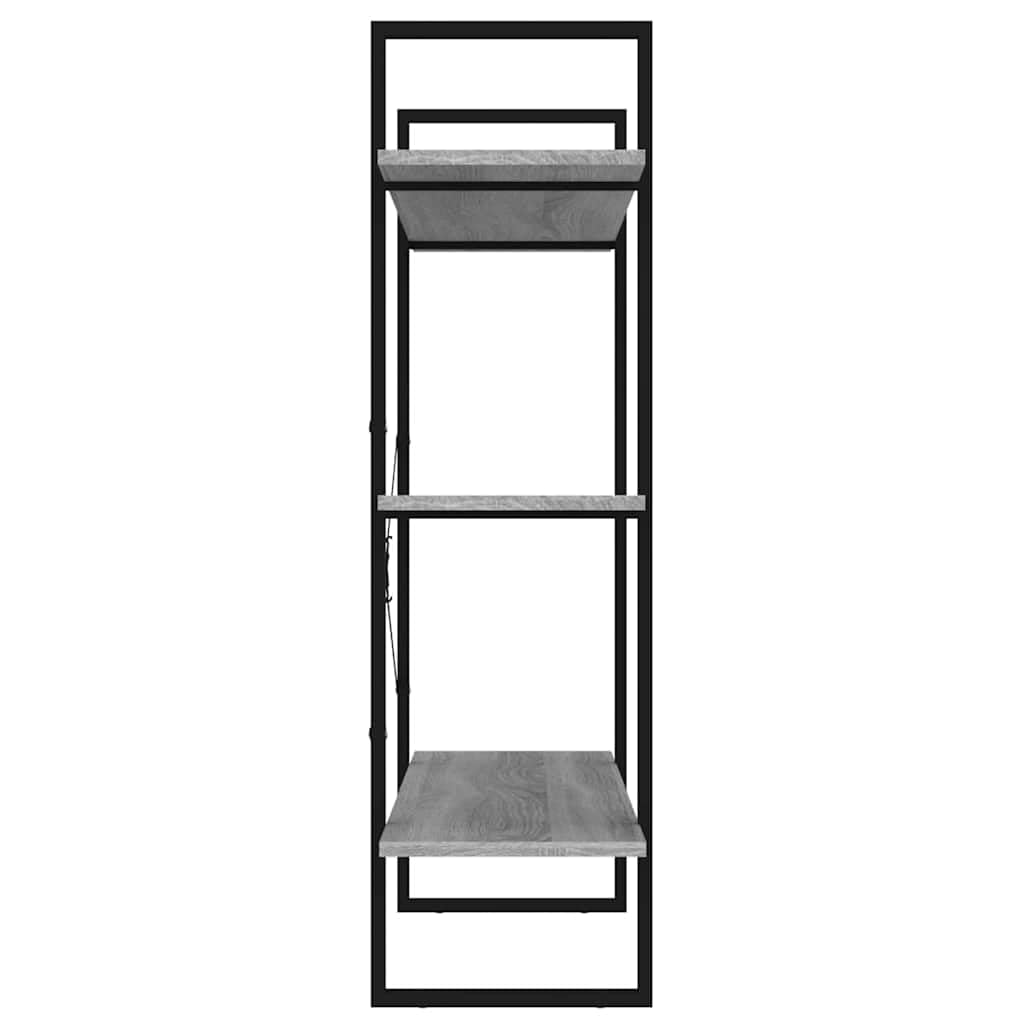 Libreria grigia, in legno Sonoma, con struttura in metallo, 100 x 30 x 105 cm, per soggiorno, ufficio, studio, organizer