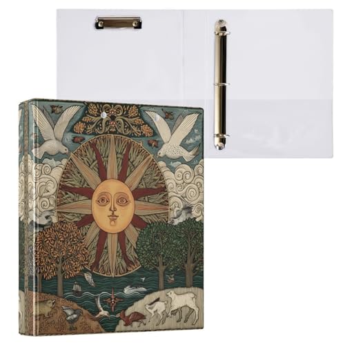 ALAZA Hipster Bird Sun Sheep 3 Ring Binder Holds of 200 Sheets Fits Letter Sized Paper D-Ring Organizer for School Home Work Office Supplies 2 Pack