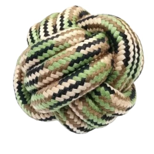 Generico Palla SINGOLA Cani Verde Militare, in Corda Diametro 7,5 Cm, Palline Gioco Interattivo, Addestramento Masticare Pulizia Denti Corda Dura Taglia Media Piccola (VERDE)