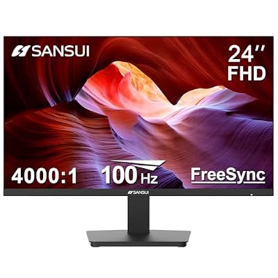 SANSUI Monitor 24 Inch 100Hz PC Monitor, HDMI VGA Ports VESA Mount, FHD Computer Monitor Ultra-Slim Ergonomic Tilt Eye Care for Home Office (ES-24F2, HDMI Cable Included)