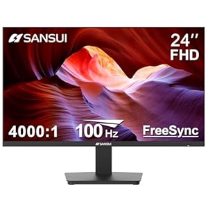 SANSUI Monitor 24 Inch 100Hz PC Monitor, HDMI VGA Ports VESA Mount, FHD Computer Monitor Ultra-Slim Ergonomic Tilt Eye Care for Home Office (ES-24F2, HDMI Cable Included)