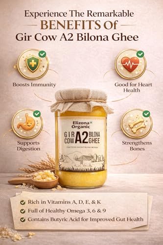 Image of Elizona Organic A2 Gir Cow Ghee Made Using Traditional Bilona Method || Grass-Fed & Healthy || Glass Bottle Packaging II Lab Tested (100 ML)