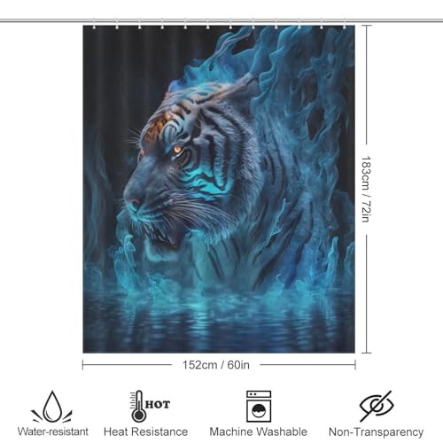 Rideau de douche tigre en polyester pour transformer le style de la baignoire - 4