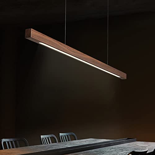 LYMGRZ Lampada a Sospensione in Legno dimmerabile con Telecomando Lampada a Sospensione con Travi in Legno Altezza Regolabile Lampadario Soggiorno, Lampada Decorativa Lampada in Legno Colore della