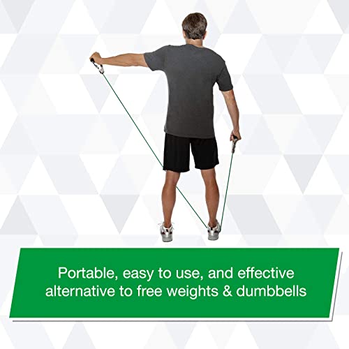 Theraband Resistance Tubes, Professional Latex Elastic Tubing For Physical Therapy, Lower Pilates, At-Home Workouts, & Rehab, 12 Inch With Padded Cuffs, Green, Heavy, Intermediate Level 1 #TOP3