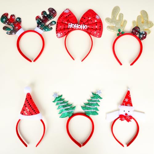 KEYIDO 6 Pack Christmas Headbands - Image 3