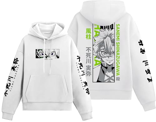 Image of Anime Inspired Design Unisex Pullover Hoodie, Black, Graphic Print Front and Back