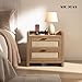 SICOTAS Night Stand Set of 2 - Rattan Nightstands with Type-C Charging Station, 2 Rattan Drawers - Boho Bed Side Tables End Table for Small Space - Natural Oak
