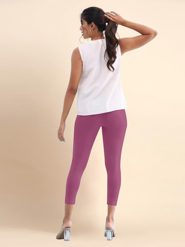 Image of TRENDMALLS Women's Microfiber Elastane Stretch Soft Cropped Leggings with Ultrasoft Waistband for Women