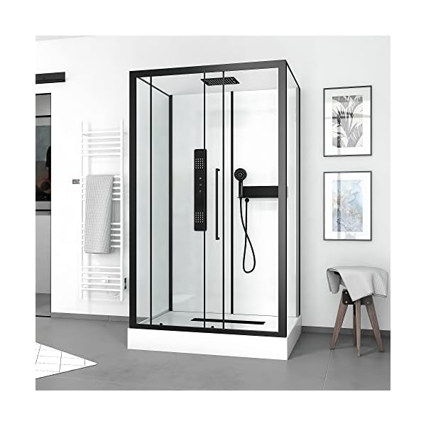 MARWELL Komplettdusche Fertigdusche White Rectangle 90 x 115 x 215 cm – mit Fronteinstieg - Duschkabine mit hochwertigen Aluminiumprofilen - Einstiegshöhe 15 cm