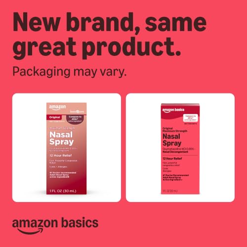 Amazon Basics Maximum Strength 12 Hour Nasal Spray, Oxymetazoline HCl Solution, Congestion Relief, Cold and Allergy Medicine, Decongestant, 1 fl oz (Pack of 1) (Previously Amazon Basic Care) - image 2