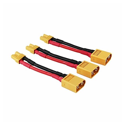OliYin 3pcs Male XT-60 to Female XT-30 Connector Adapter for Turnigy Drone XT30 XT60 FPV Cable 16awg 1.96inch(Pack of 3)