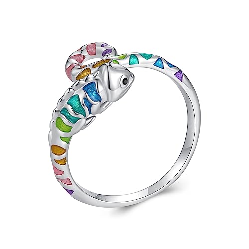 Bague caméléon en Argent Sterling 925, un bijou de créateur unique et ajustable pour femme