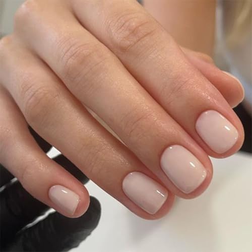 Rimotedeso Ongles à Presser Courts, 24 Pièces Carrées, Nude Rose Brillant Ajustement Naturel, Ongles Adhésifs Auto-collants, Quotidien et Bureau, Avec Colle Gelée Lime Bâton de Bois, Nude Rose – vue 6