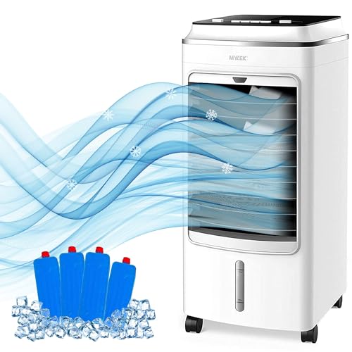 MYLEK Portable Air Cooler 4L for Home, Evaporative Mobile, 3 Fan Speeds, Cooling Humidifier & Oscillation Function (Air Cooler 4L Portable)