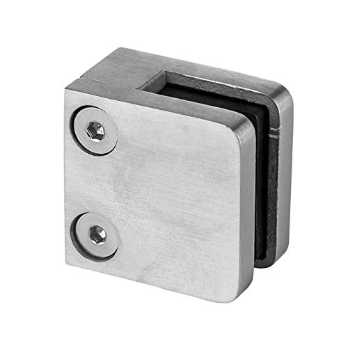 Glasklemme Edelstahl Glashalter eckig - Glasklemmhalter für 4mm Glasstärke - 30 x 30 mm eckig - Modell 29- Modell 29 (gerade Rohranschluss für 4,00 mm Glas) Cover