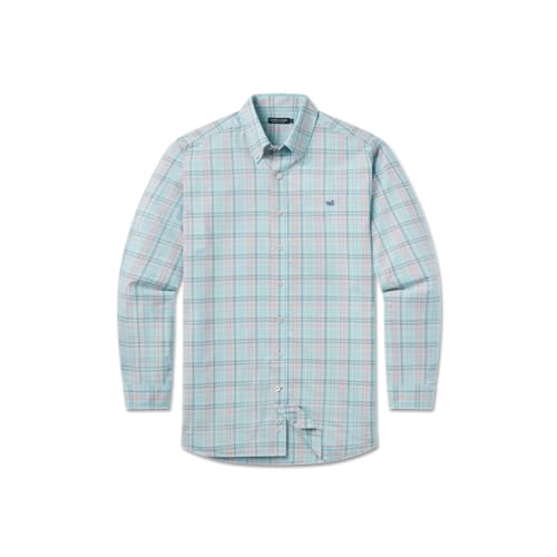 Southern Marsh Men's Aiken Windowpane Wrinkle Free Dress Shirts, Long Sleeve Shirt, Navy & Mint, XX-Large2