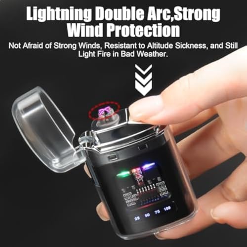 Encendedor Dual Arc Resistente al Viento Blanco miniatura 3