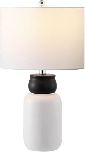 SAFAVIEH Lighting Collection Ventrus - Lámpara de mesa moderna y contemporánea, color blanco/negro, de 25 pulgadas (bombilla LED incluida)