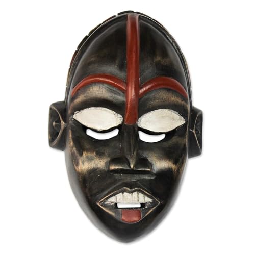 NOVICA Hand Carved Ghanaian Wood Wall Mask, 'African Ghost'