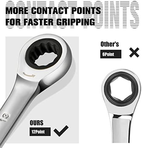 Miniatura 5 de SORAKO Llave combinada de trinquete engranaje de acero Cr-V de grado industrial (A-0.512 in métrico)