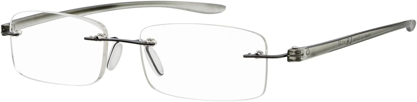 Eyekepper Small Lenes Rimless Reading Glasses Women - Frameless Reader Eyeglasses for Men Reading with Grey Arms，+3.00