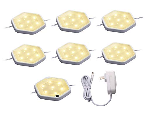 BLACK+DECKER LEDUC-PUCK-7WK LED Puck Light Kit, Tool-Free Install, Dimmable, 7-Pack, Warm White