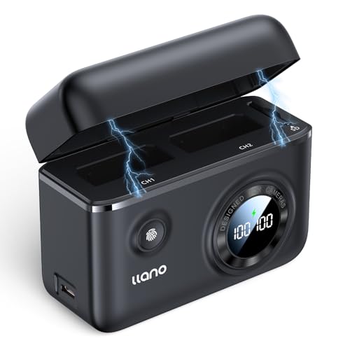 llano LP-E10 バッテリー 充電器 PD (バッテリー2個同時充電/USB-C 充電ポート/PD18W 高速充電/LED数字表示/SDカード収納付き) For Canon EOS Kiss X90 / Kiss X80 / Kiss X70 /