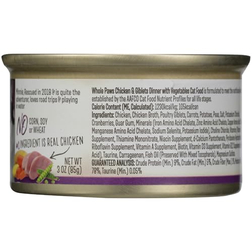 Image of Whole Paws, Grain-Free Wet Cat Food, Chicken & Giblet Loaf Dinner with Vegetables, 3 Ounce