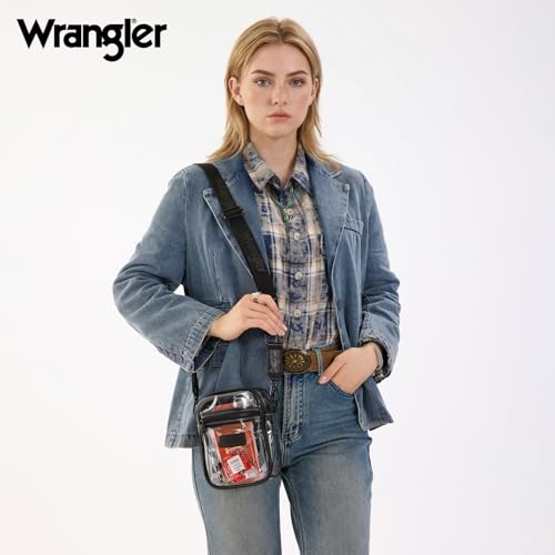 Image of Wrangler Clear Bag for Stadium Events Crossbody Purse for Concerts, Sports | Stadium Approved Clear Bag for Sports,Concerts|See Through Bag|0.4mm Thickened PVC|Waterproof|Lightweight