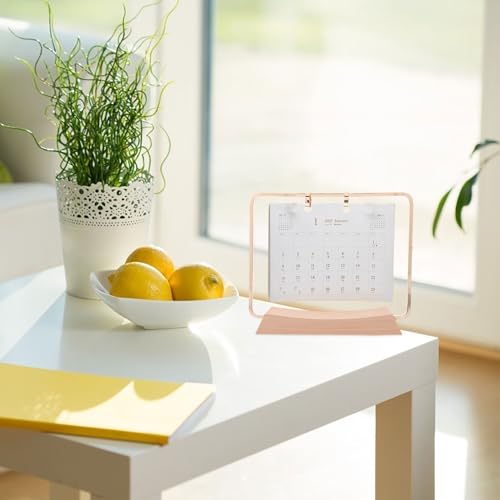 Support de calendrier de bureau en bois et métal pour organisation