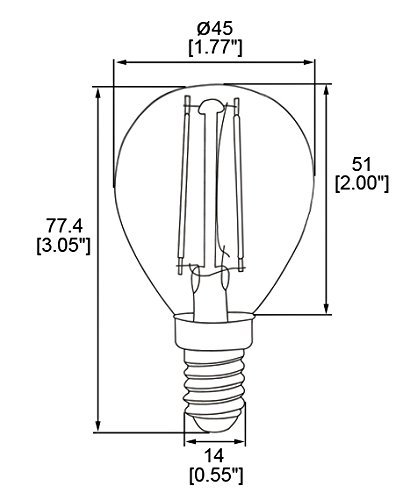 Hero-Led S11-Ds-2W-Ww27 Dimmable S11 E14 European Candelabra Base 2W Led Vintage Antique Filament Bulb, 25W Equivalent, Warm White 2700K, 4-Pack [Attention E14 Base] #TOP4