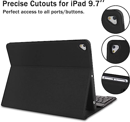 Kvago Ipad Keyboard Case 9.7 Inch, Compatible With Ipad 6Th Generation,Ipad 5Th Generation, Ipad Pro 9.7 Inch, Ipad Air 2,Ipad Air, Protective Folio Cover With Wireless Bluetooth Keyboard -Black #TOP5