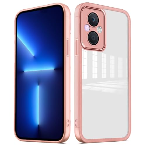 Cover per Oppo Reno 8 Lite 5G Reno8 Lite 5G Custodia Trasparente con Pellicola Protettiva Lenti Morbida Ultra Sottile Antiurto Bumper Case - slim rosa