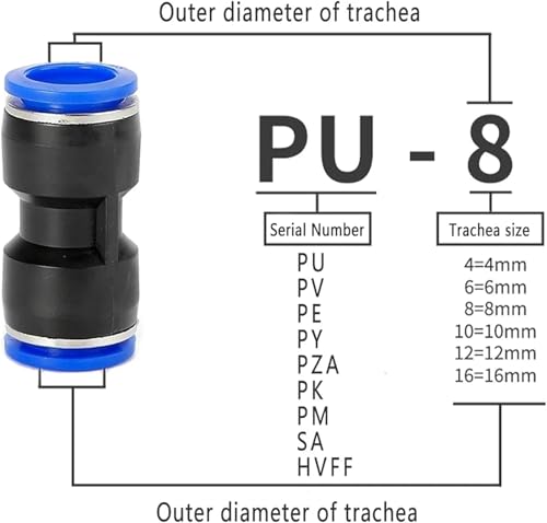 Conectores rápidos neumáticos de unión en Y para mangueras neumáticas de 8mm 4