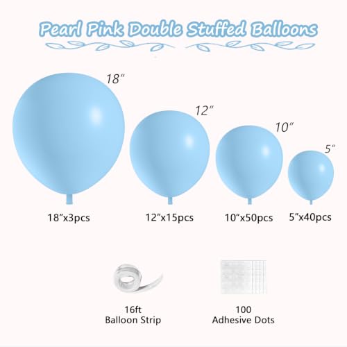 Image of 108Pcs Double Stuffed Blue Balloon Garland Arch Kit