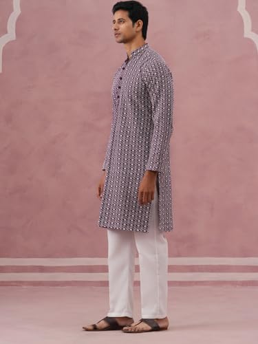 Image of Jompers Floral Embroidered Kurta With Churidar (Purple, L)