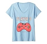 Photo Gallery donna kawaii video game controller player 3 adorabile squadra di corrispondenza maglietta con collo a v Photo Gallery donna kawaii video game controller player 3 adorabile squadra di corrispondenza maglietta con collo a v