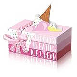 4 Pieces Summer Ice Cream Tiered Tray Decor Mini Wood Book Stack Ice Cream Table Signs Decoration Summer Farmhouse Table Decor