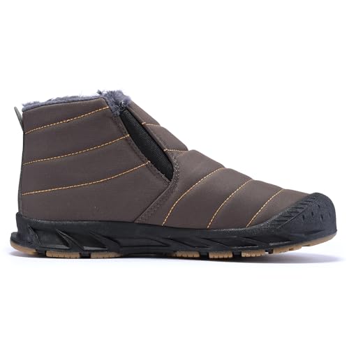 Image of Jakcuz Men Snow Boots Water Resistant Non-slip Winter Shoes with Fuzz Lined Warm High Top Boots for Men