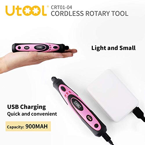 Utool Mini Cordless Rotary Tool Kit 4V With 42 Accessories, Usb Charging And 3-Speed Mini Nail Drill For Trimming, Cutting, Drilling, Etching, Sanding, Engraving, Polishing & Diy Crafts (Pink) #TOP3