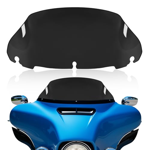 Tvitano Black 9 Motorcycle Wave Windshield Windscreen Compatible for 2014-2023 Harley Davidson Touring Street Glide Electra Glide Tri Glide FLHX FLHXU FLHTC FLTR FLTR FLHTK FLHXSE
