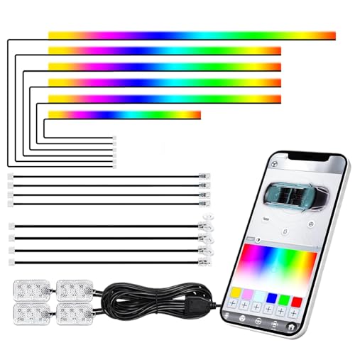 Image of Carzex Multi Color K4 Matrix Running Interior Ambient Atmosphere Light for Dashboard, Doors & Under Dash Ambience (App Controlled, Set of 18 Pcs)