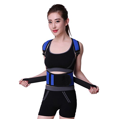 Jmung Posture Corrector Improve Back Support Shoulder Anti-Hump Modetro Spinal Lumbar Waist Invisible Prevent Hhnchback Belt Pain Relief For Men And Women, Blue,S